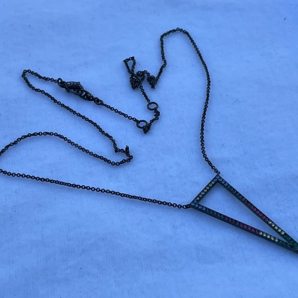 Nadri Necklaces Hematite tone cubic zirconia Trian - Picture 8 of 15